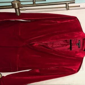 Red velvet blazer